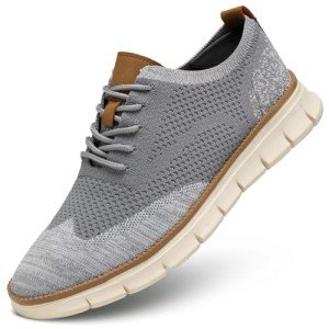 Men's Grey Casual Knit Dress Sneakers Under $10