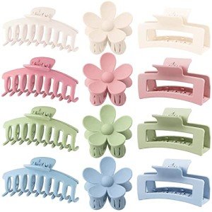 12 Pack Large Hair Claw Clips in 4 Colors