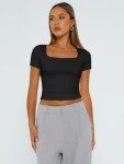 Trendy Women’s Black Crop Top - Y2K Style