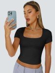 Trendy Women’s Black Crop Top - Y2K Style