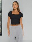 Trendy Women’s Black Crop Top - Y2K Style