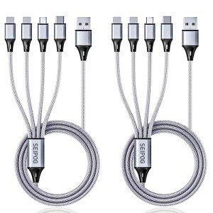 4FT 4-in-1 Nylon Braided Charging Cable (2-Pack)