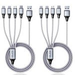 4FT 4-in-1 Nylon Braided Charging Cable (2-Pack)