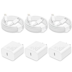 3-Pack iPhone Fast Charger with 6ft Cords