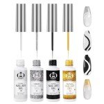 Nail Art Gel Polish Set with Brush - 4 Colors