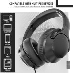 MIDOLA Wired Headphones with Microphone - Black