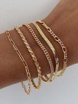 Gold Plated Stackable Bracelets Set for Women