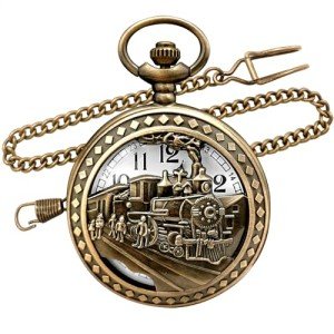 Vintage Bronze Steam Train Men's Pocket Watch