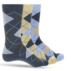 3 Pack Blue Argyle Cotton Dress Socks for Men