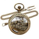 Vintage Bronze Steam Train Men's Pocket Watch
