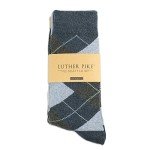 3 Pack Blue Argyle Cotton Dress Socks for Men