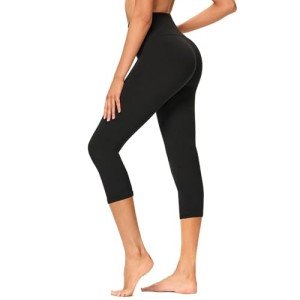 High-Waisted Capri Leggings for Women - Black