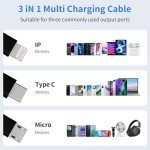 2-Pack 3-in-1 Braided USB Charging Cable