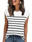 Striped Cap Sleeve Spring Tops for Women