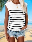 Striped Cap Sleeve Spring Tops for Women