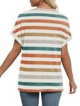 Trendy Short Sleeve Orange Striped Shirt for Women