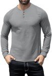 Men's Slim Fit Long Sleeve Henley Shirt - Grey