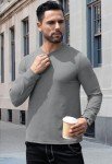 Men's Slim Fit Long Sleeve Henley Shirt - Grey