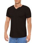 Men's Casual Slim Fit Henley T-Shirt - Black