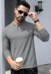 Men's Slim Fit Long Sleeve Henley Shirt - Grey
