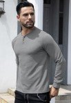 Men's Slim Fit Long Sleeve Henley Shirt - Grey