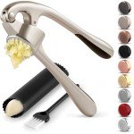 Zulay Kitchen Garlic Press Set - Easy Squeeze & Clean