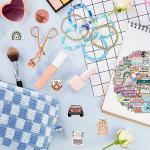 58 Pcs Checkered Makeup Bag & Accessory Set