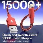 10FT Nylon Braided iPhone Charger Cord - 3 Pack