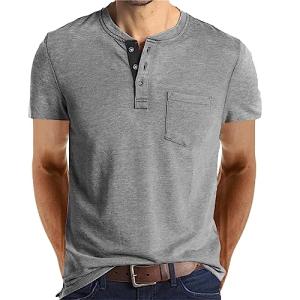 Stylish Short Sleeve Henley Shirt for Men