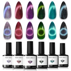 Cat Eye Glitter Nail Polish Set - 6 Colors