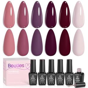 6-Piece Burgundy Gel Nail Polish Set