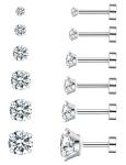 6 Pairs Hypoallergenic Cubic Zirconia Stud Earrings
