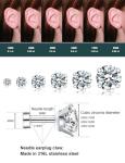 6 Pairs Hypoallergenic Cubic Zirconia Stud Earrings