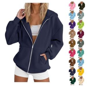 Oversized Zip-Up Hoodie for Women - Y2K Style