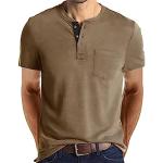 Mens Short Sleeve Cotton Henley Shirt with Pocket