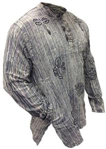 Men's Hippie Stonewashed Stripe Grandad Shirt
