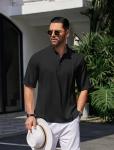 Men's Casual Black Henley T-Shirt for Summer