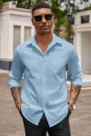 Men's Blue Casual Button Down Dress Shirt