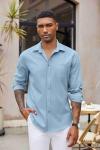 Men's Blue Casual Button Down Dress Shirt