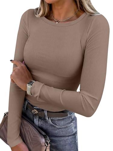 ANRABESS Women's Long Sleeve Rib Knit Tee