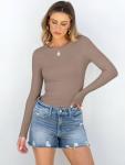 ANRABESS Women's Long Sleeve Rib Knit Tee