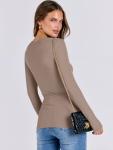 ANRABESS Women's Long Sleeve Rib Knit Tee