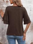 Loose Fit Ruffle Sleeve Blouse for Women