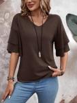 Loose Fit Ruffle Sleeve Blouse for Women