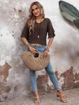 Loose Fit Ruffle Sleeve Blouse for Women