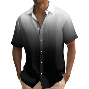 Men's Hawaiian Button-Down Gradient Summer Shirt