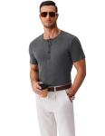Men's Short Sleeve Henley T-Shirt - Dark Grey
