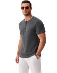 Men's Short Sleeve Henley T-Shirt - Dark Grey