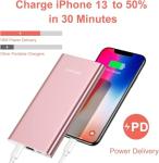 Pink 10000mAh Fast Charging Portable Power Bank