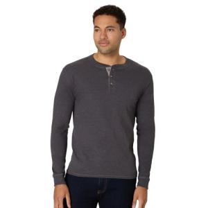 Hanes mens Beefy Long Sleeve Three-button Henley Shirt, Slate Heather, X-Large US
